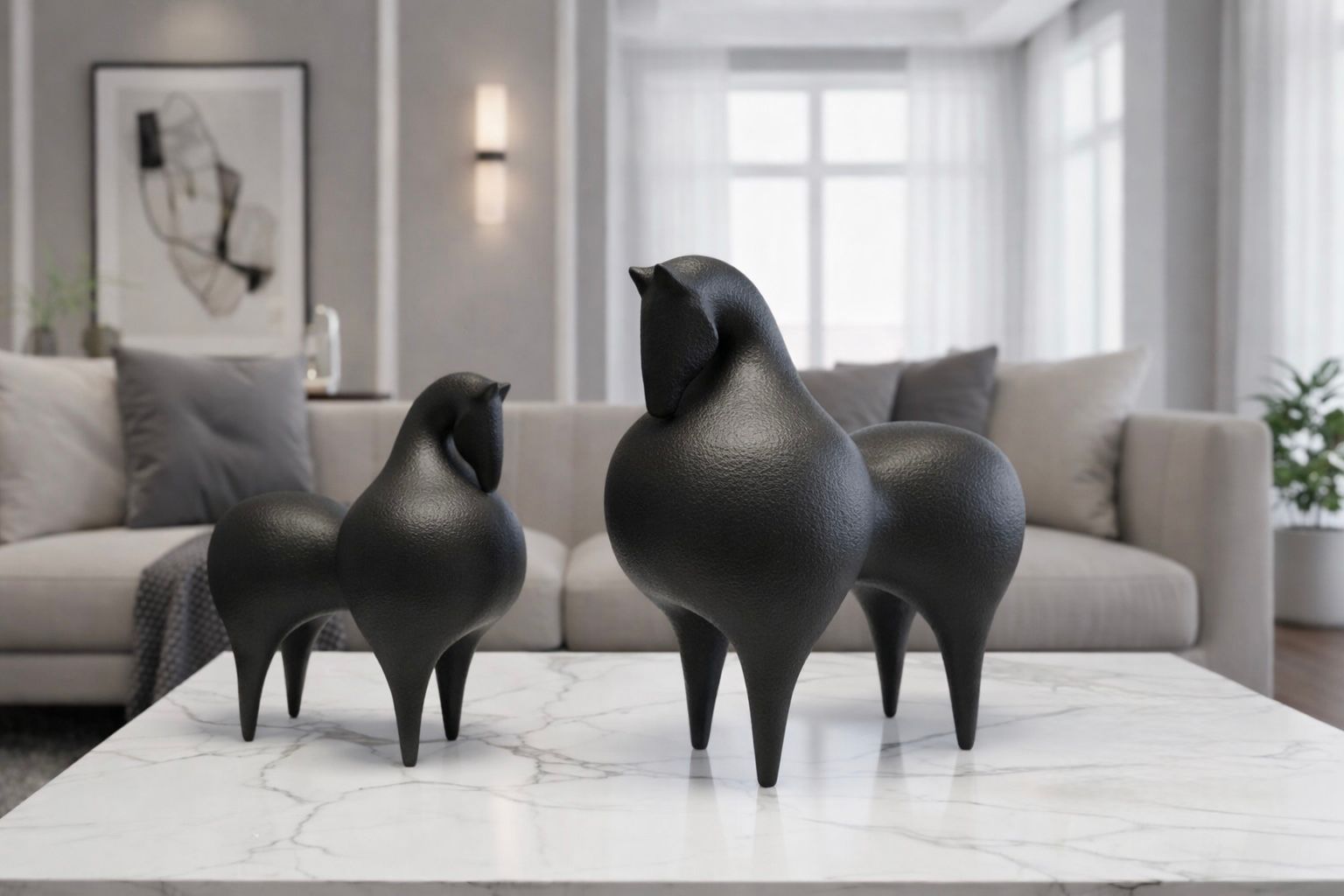 Abstract Black Sculpture Set